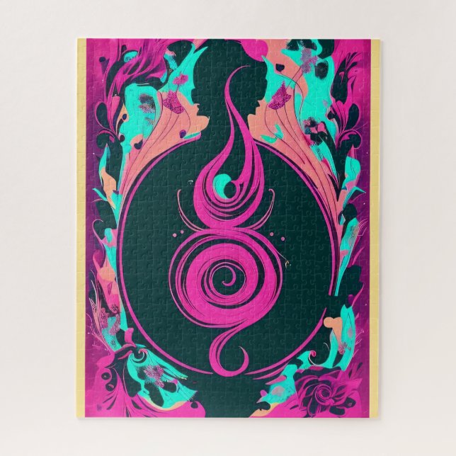 Abstract Purple & Black Swirl Puzzle – 520 Pieces (Vertical)