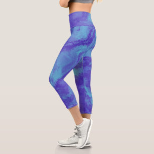 Abstract Purple Blue Diffusion Capri Leggings