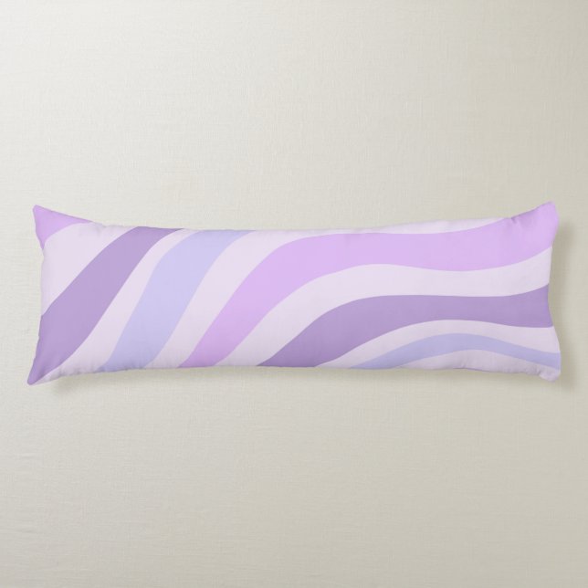 Abstract Purple Blue Groovy Stripe Liquid Pattern Body Pillow (Front)