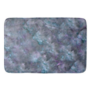 Abstract purple blue teal quartz marble granite   bath mat