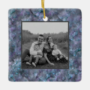 Abstract purple blue teal quartz marble granite   ceramic ornament