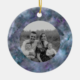 Abstract purple blue teal quartz marble granite ceramic ornament
