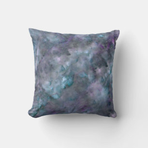 Abstract purple blue teal quartz marble granite throw pillow