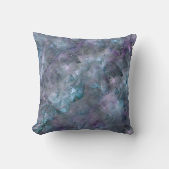 Abstract purple blue teal quartz marble granite   throw pillow (Front)