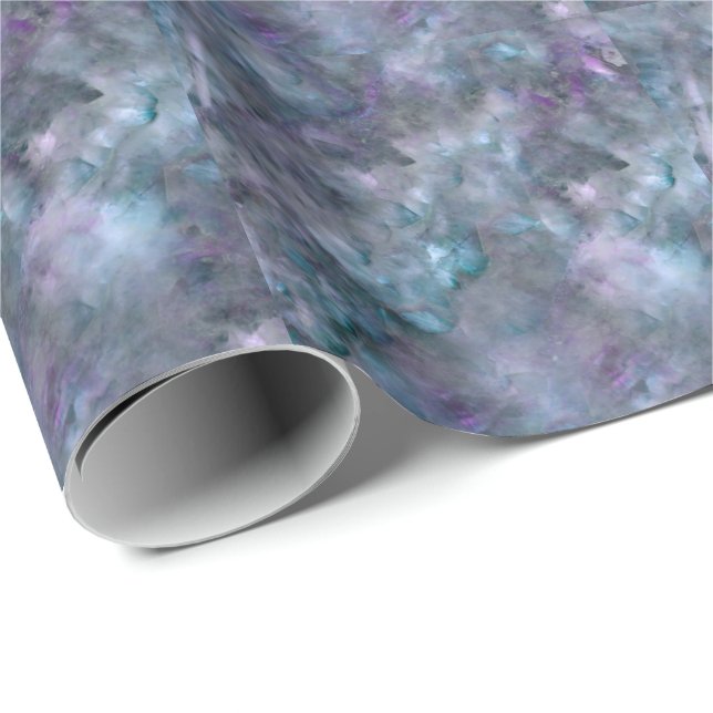 Abstract purple blue teal quartz marble granite   wrapping paper (Roll Corner)