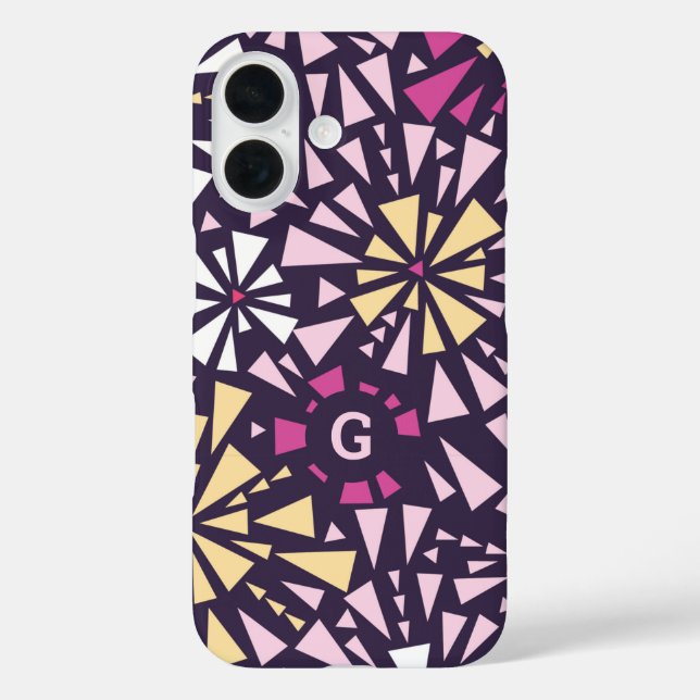 Abstract Purple Bursts Monogram Initial Case-Mate iPhone Case (Back)