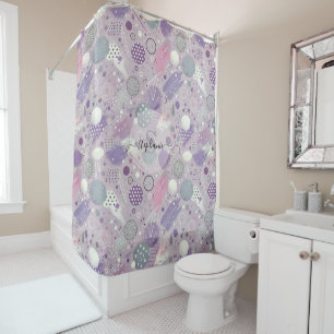 Abstract Purple Circles with Paint Strips Accents
