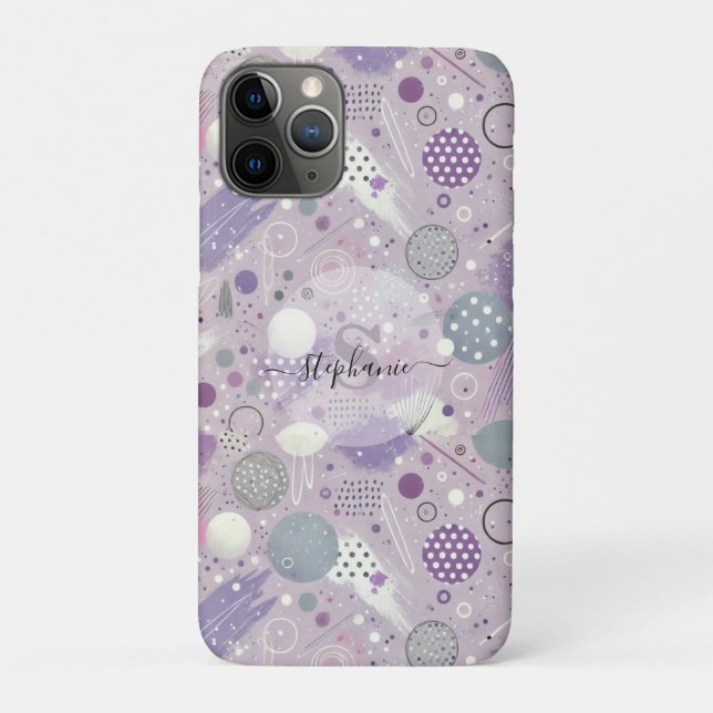 Abstract Purple Circles with Paint Strips Accents Case-Mate iPhone Case (Back)
