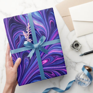 Abstract Purple Cosmic Leaf Vein Wrapping Paper