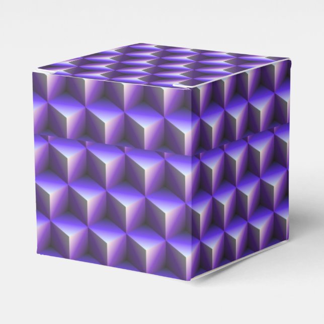 Abstract Purple Cube Block Pattern Favor Box (Front Side)