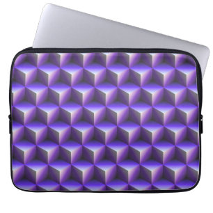 Abstract Purple Cube Block Pattern Laptop Sleeve