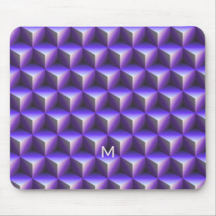 Abstract Purple Cube Block Pattern Mouse Pad
