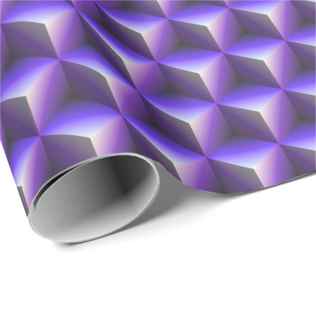 Abstract Purple Cube Block Pattern Wrapping Paper (Roll Corner)