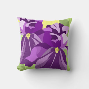 Abstract Purple Floral Iris Pillows