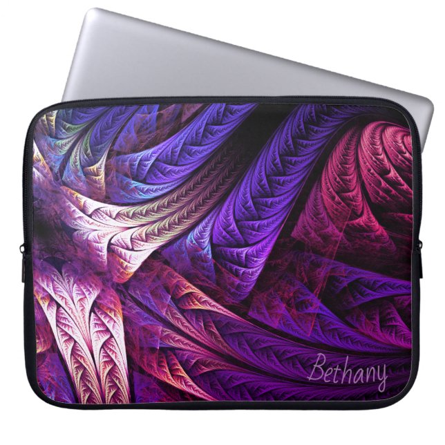 Abstract Purple Fractals Personalized Laptop Sleeve (Front)