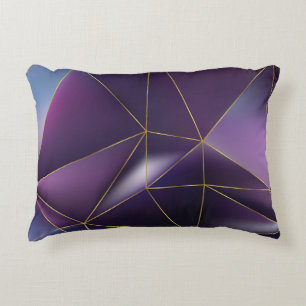 Abstract purple geometric with golden lines accent pillow