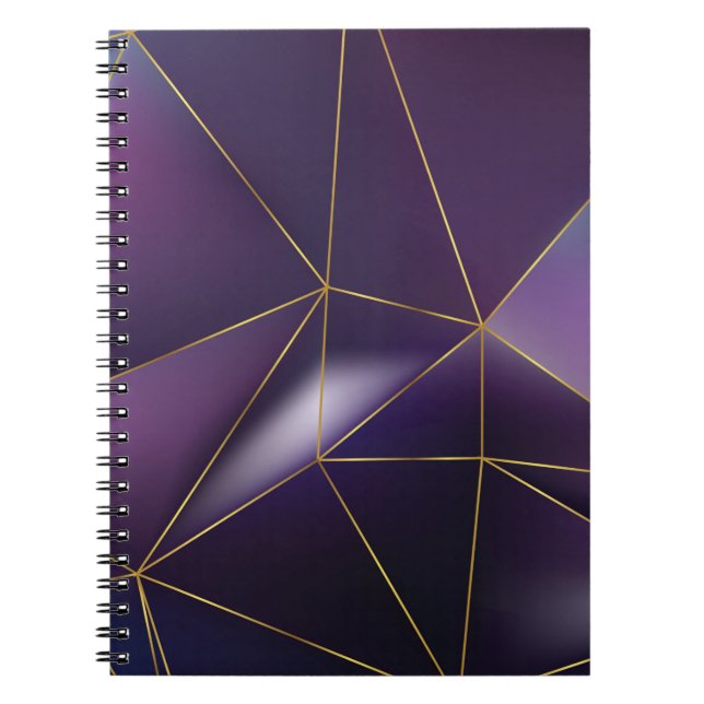 Abstract purple geometric with golden lines notebook (Front)