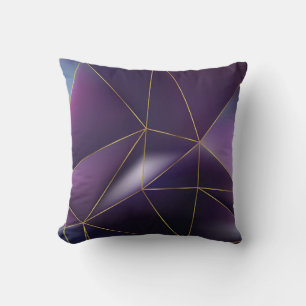 Abstract purple geometric with golden lines throw pillow