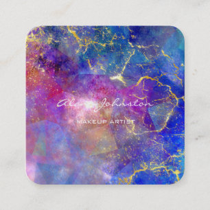 Abstract Purple Gold Blue Makeup Artist  Square Business Card