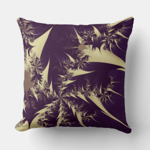 Abstract Purple Gold Fractal Throw Pillow