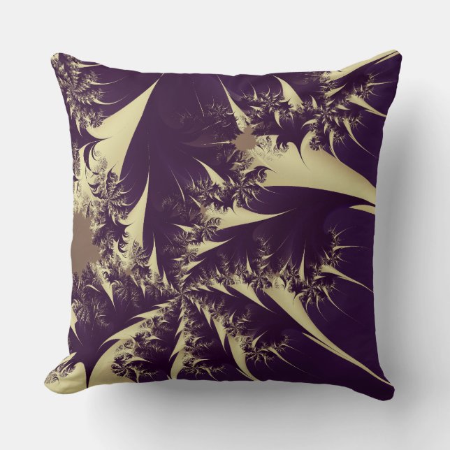 Abstract Purple Gold Fractal Throw Pillow (Front)