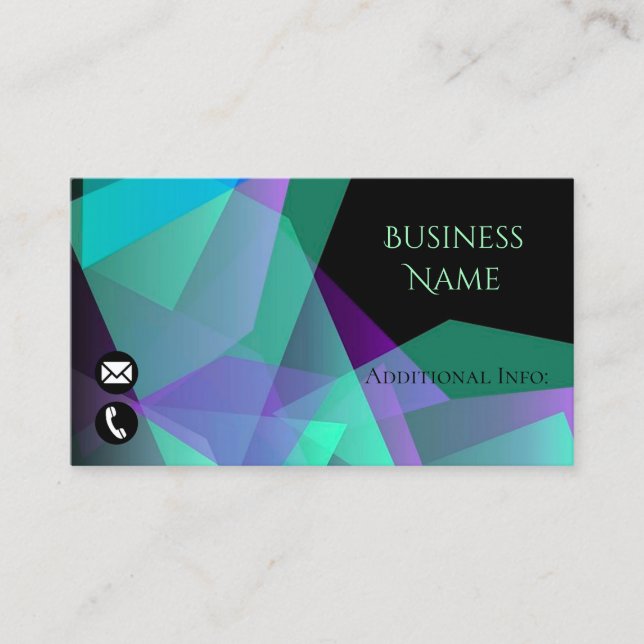 Abstract Purple & Green Business Card (Front)