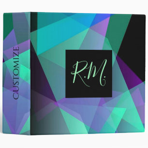 Abstract Purple & Green Monogram Binder 2