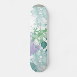 Abstract Purple Green Paint Skateboard