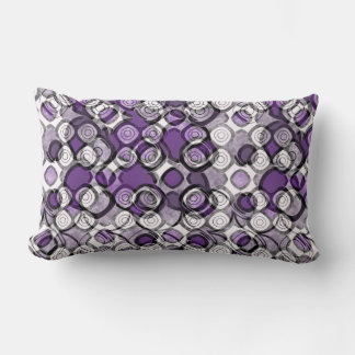 Abstract Purple, Grey and Black Circle Pattern Lumbar Pillow