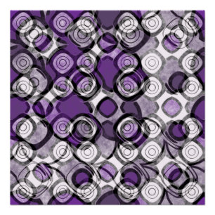 Abstract Purple, Grey and Black Circle Pattern Poster