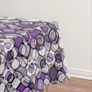 Abstract Purple, Grey and Black Circle Pattern Tablecloth