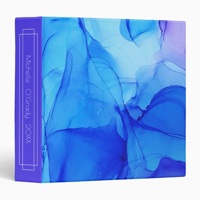 Abstract Purple Indigo Pattern Custom Alcohol Ink Binder (Front/Spine)