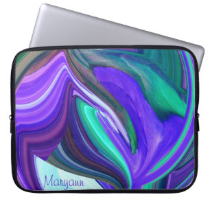 Abstract Purple Leaf Laptop Sleeve *personalize*