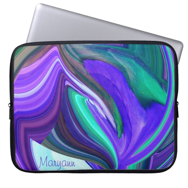Abstract Purple Leaf Laptop Sleeve *personalize* (Front)
