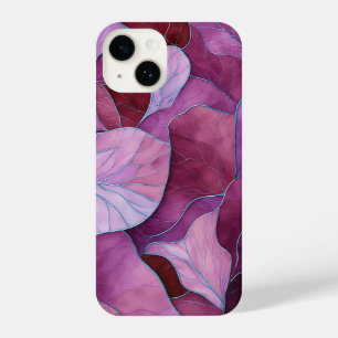 Abstract Purple Leaves Pattern iPhone 14 Case