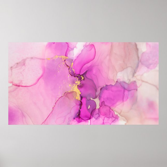 Abstract purple, lilac, pink, gold background, wal poster (Front)