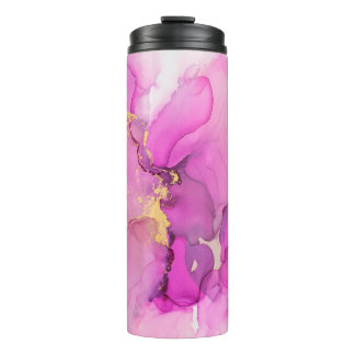Abstract purple, lilac, pink, gold background, wal thermal tumbler