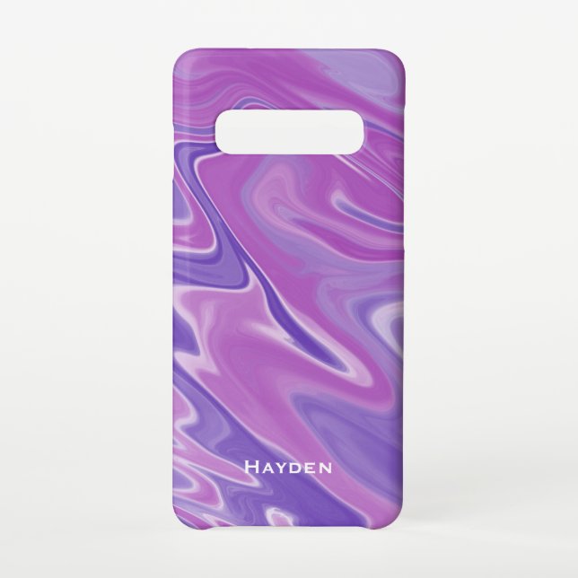 Abstract Purple Liquid Marble Personalised Samsung Galaxy Case (Back)
