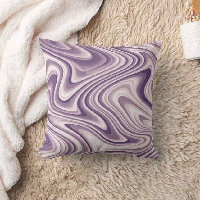 Abstract Purple Liquid Marble Throw Pillow (Blanket)