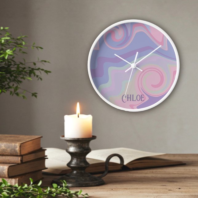 Abstract Purple Modern Personalized Inspirivity Clock (Creator Uploaded)