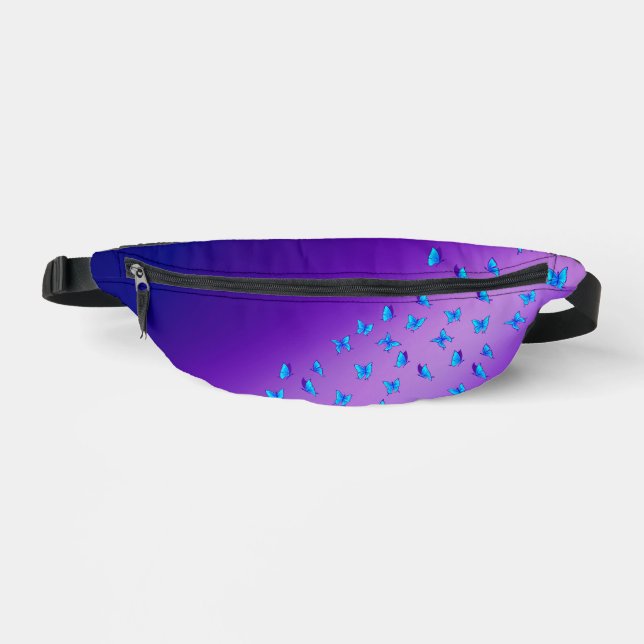 Abstract Purple Moon and Butterflies  Fanny Pack (Front)