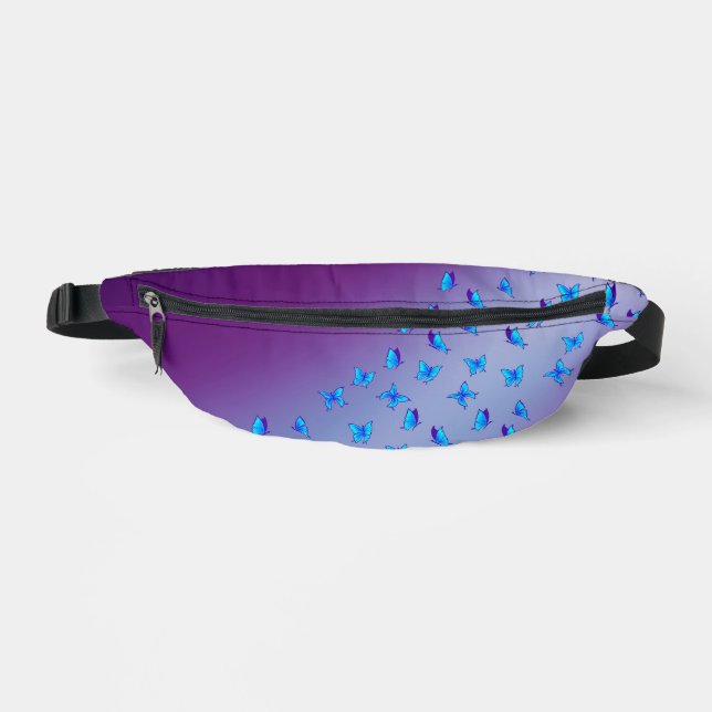 Abstract Purple Moon and Butterflies  Fanny Pack (Front)