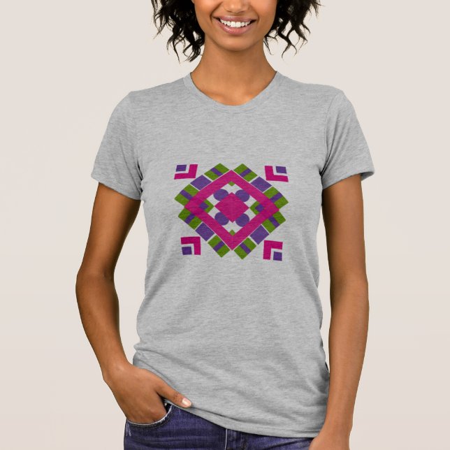 Abstract Purple Multicolored Diamond Image T-Shirt (Front)