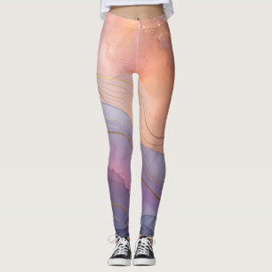 Abstract Purple Peach Leggings 