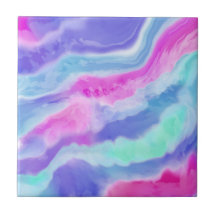 Abstract Purple Pink and Aqua Ceramic Tile