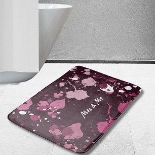 Abstract Purple Pink Paint Splatter Splash Drops Bath Mat