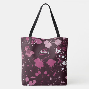 Abstract Purple Pink Paint Splatter Splash Drops Tote Bag