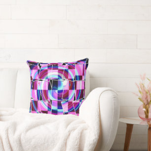 Abstract Purple Pink Squares Geometric Pattern Throw Pillow