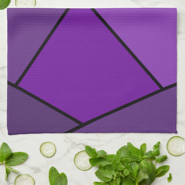 Abstract Purple Polygons Kitchen Towel (Folded)