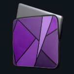 Abstract Purple Polygons Laptop Sleeve<br><div class="desc">Inspired by stained glass, this stylish geometric design contains polygons in various shades of purple outlined in black. A lavender triangle slashes in from the upper right with an array of progressively darker purple quadrangles and other shapes spiralling around it from light to dark. Two dark purple shapes ground the...</div>